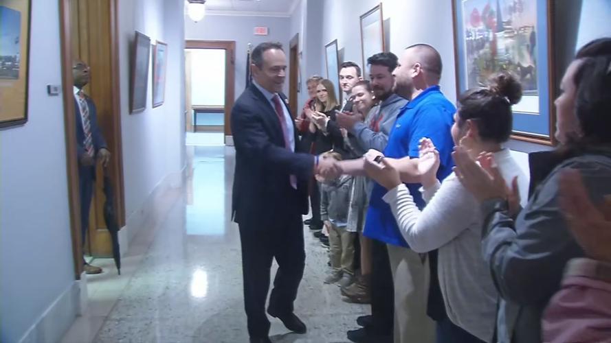 Kentucky Gov. Matt Bevin honored by staff on last day in office (Dec. 9, 2019)