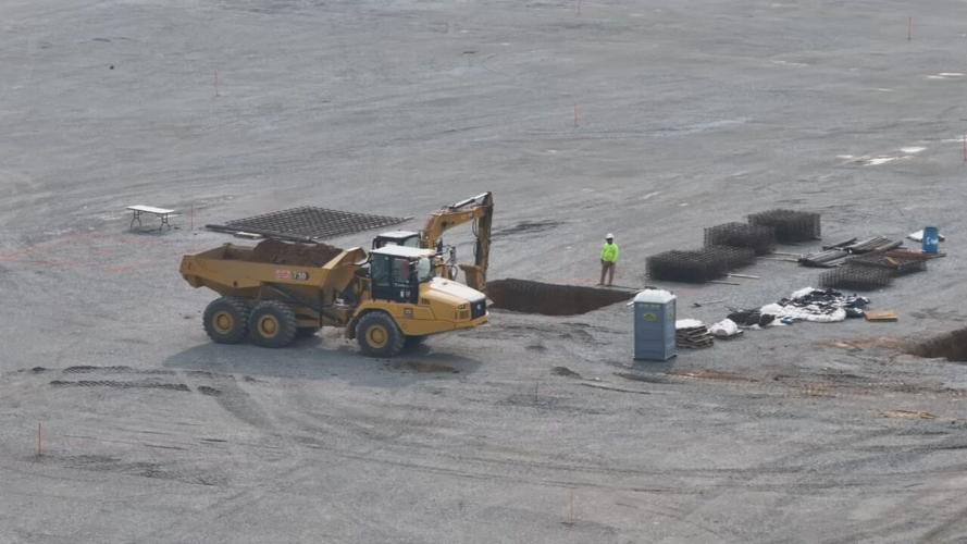 Construction vehicles at southern Indiana's River Ridge