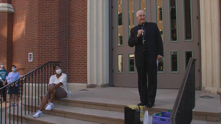 Archbishop Joseph Kurtz speaks before peace walk 8-15-20
