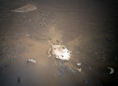 NASA's Mars Helicopter Spots Gear That Helped Perseverance Rover Land