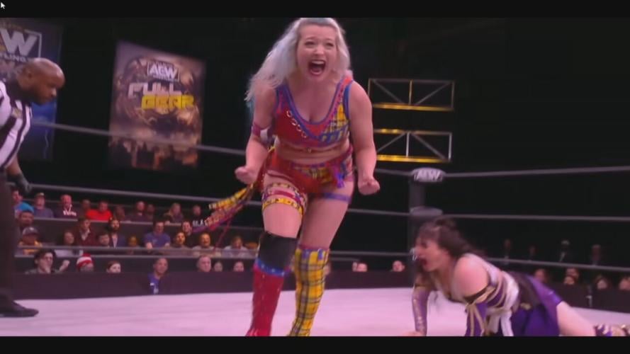 Lillian Bridget, aka Billie Starkz, during a match on AEW