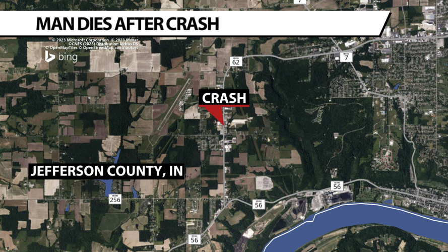 Jefferson County, Indiana map of fatal car crash on 1.17.24