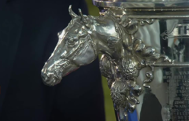 Closeup view of Kentucky Oaks trophy