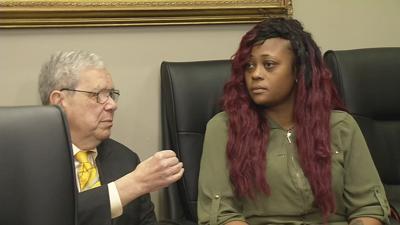 Attorney Ted Gordon with Kianna Miller, mom suing JCPS (1-15-19)