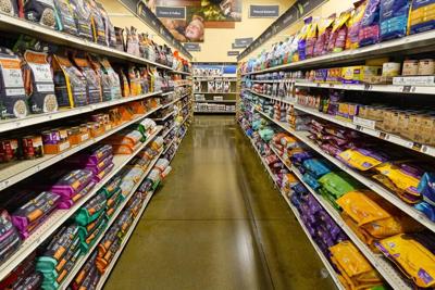 Dog Food on store shelves