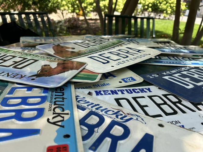 Debra Humphrey has held on to a stack of personalized license plates with her name