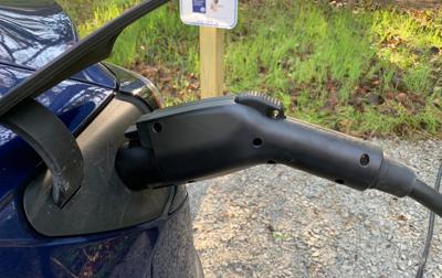 Electric vehicle charging station in Tom Wallace Park, a part of Jefferson Memorial Forest