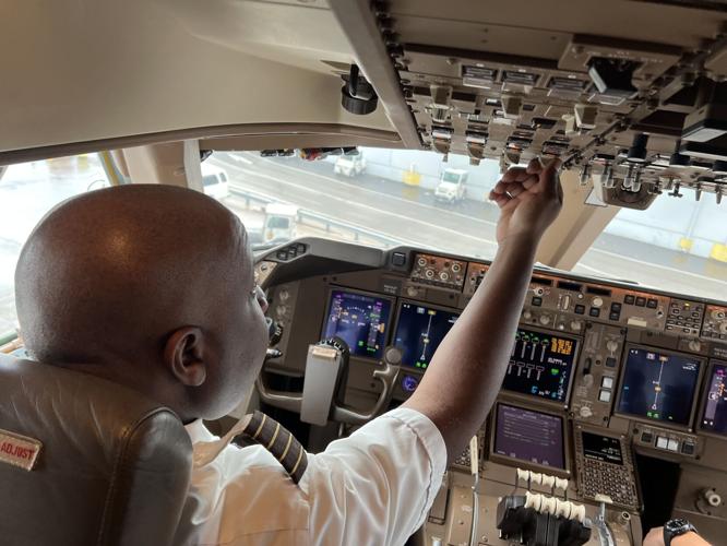 Captain Wellington finishes taxiing plane at UPS Worldport