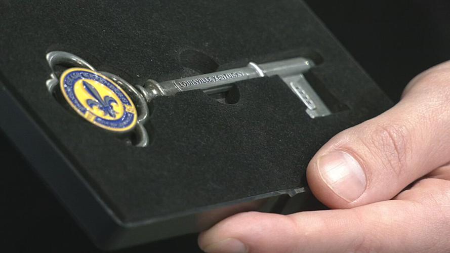 Mayor Craig Greenberg presents key to the city to Louisville Orchestra - 2.23.24