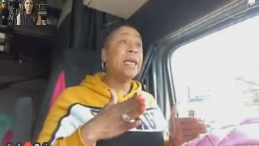 Truck driver Candy Red in cab.jpg