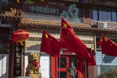 CORONAVIRUS - Chinese flags in Beijing