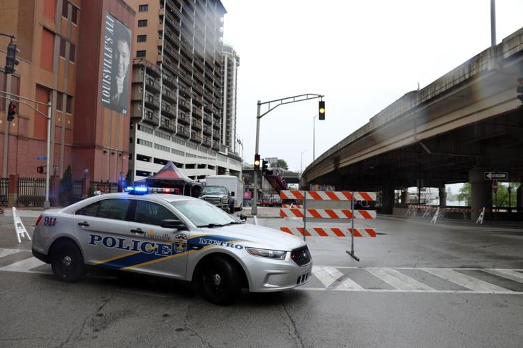Crews set up booths along the Ohio River one day before Thunder Over Louisville 2023
