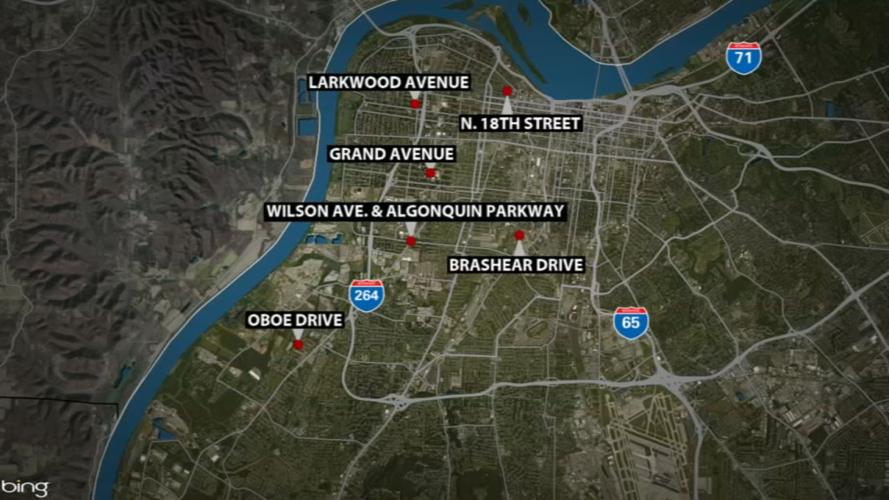MAP - Shooting locations where 8 people were shot in Louisville in 24-hour period from May 21-22, 2019