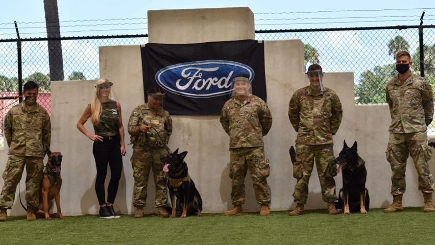 Military wearing PPE donated from Ford