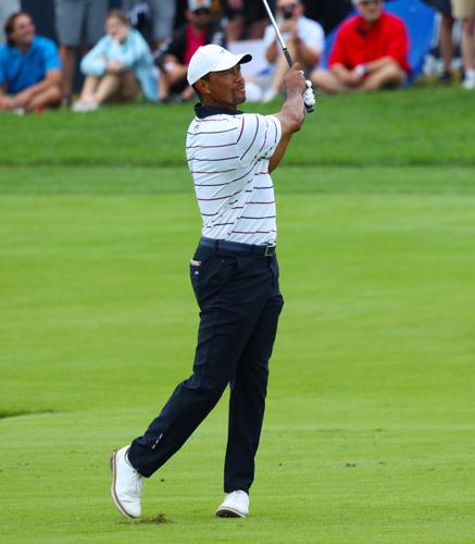 Tiger Woods on the fairway of 9th hole.JPG