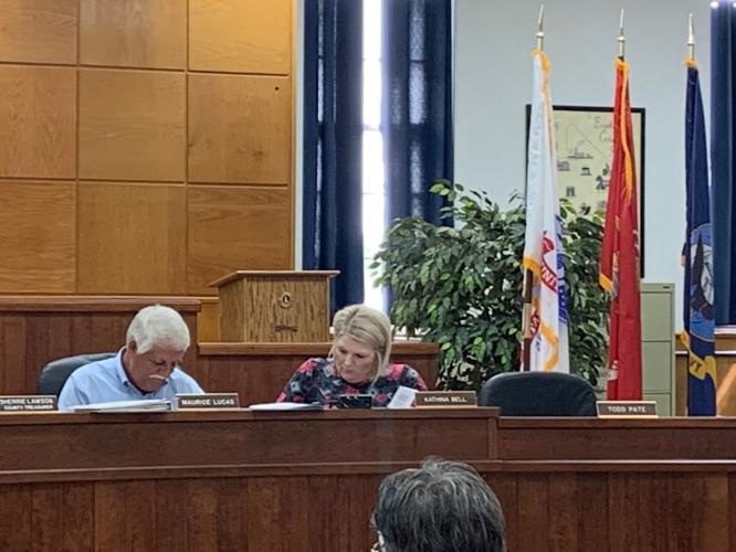 Todd Pate's empty seat after he walked out of a Fiscal Court meeting in Breckinridge County.