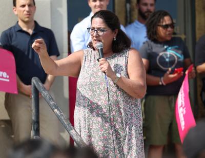 Dr. Karen Berg speaks at abortion rally