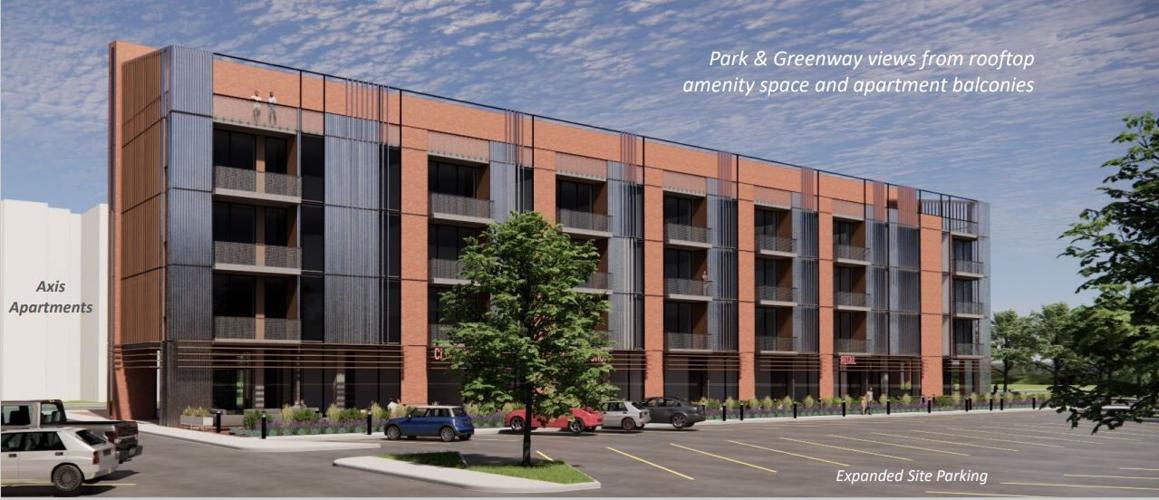 Rendering proposed Distillery Commons building