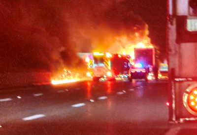 Semi fire on I-65 South near Lewis and Clark Parkway in Clarksville, Indiana