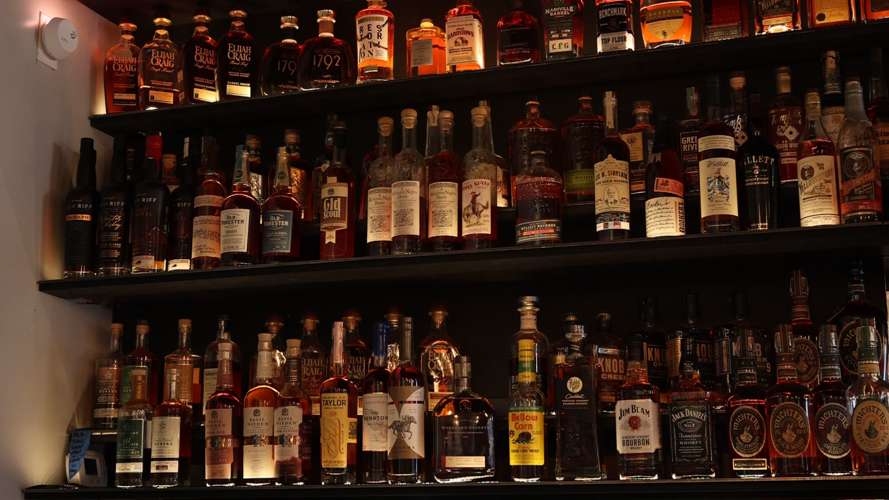 Bourbon shelf at Epiphany