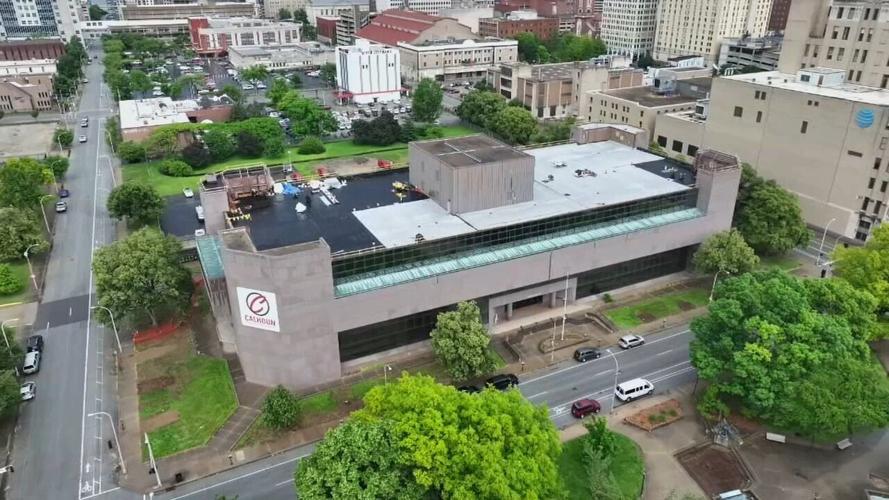 Drone photo of LMPD future headquarters at old AT&T building - 5.22.25