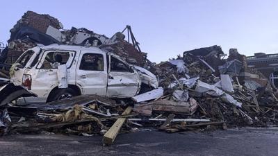 Tornado damage in western Kentucky