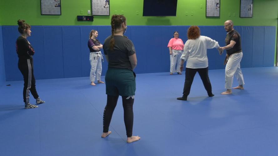 Teaching "Women Empowered" self defense course in Jeffersonville 1-16-22