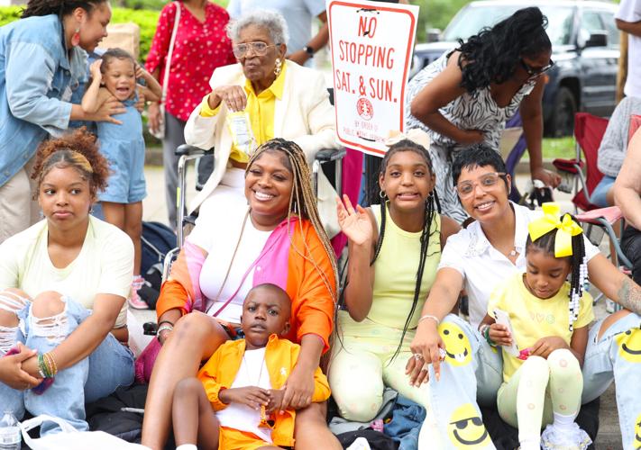 Inez Mitchell watches the Pegasus Parade.JPG