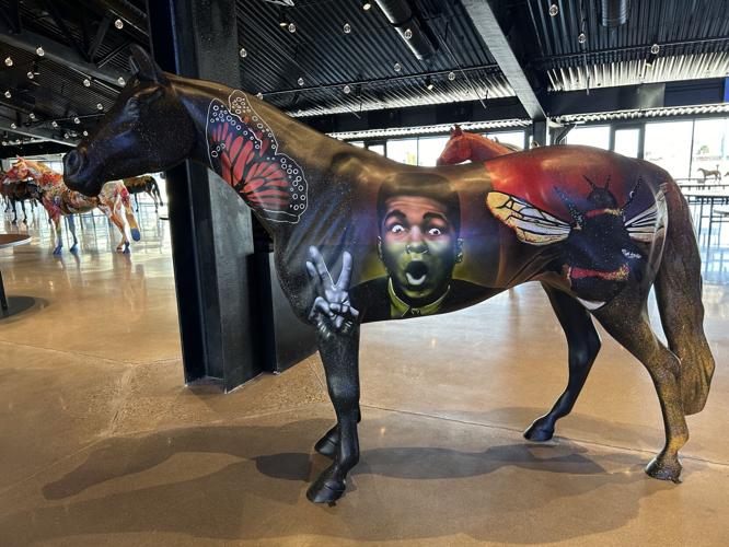 Gallopalooza horse featuring Muhammad Ali image at Churchill Downs First Turn Club