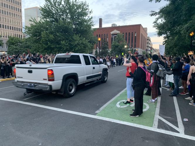Cars blow horns during protests 6-1-20