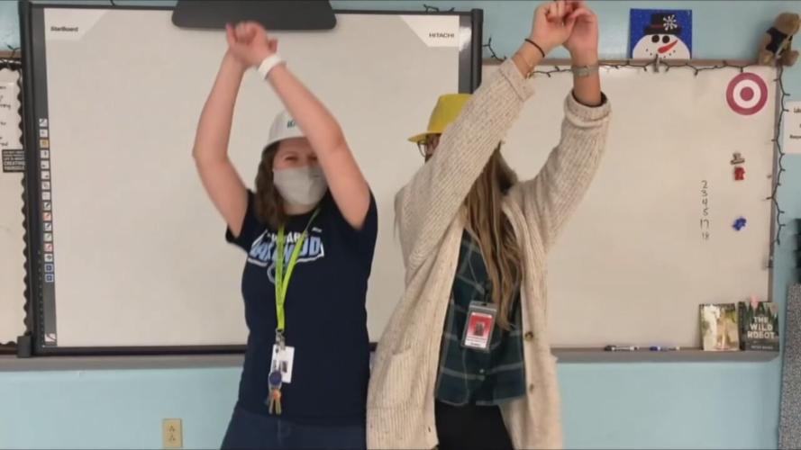 Hardin County teachers celebrate the district's return to classes on March 22 in a video.
