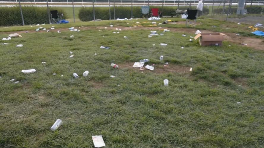 Trash in the infield at Churchill Downs after Derby - 5.3.26