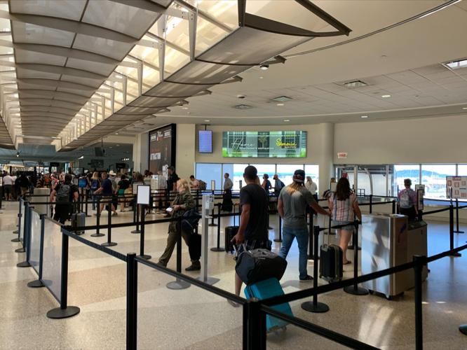 The TSA line at Louisville Muhammad Ali International Airport