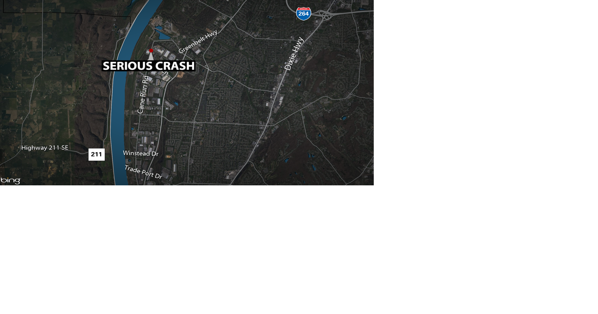 Map of crash on Cane Run Road