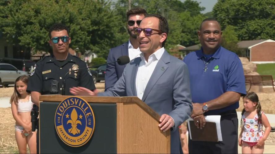 Louisville Mayor Craig Greenberg speaks at Nick Rodman Legacy Park dedication