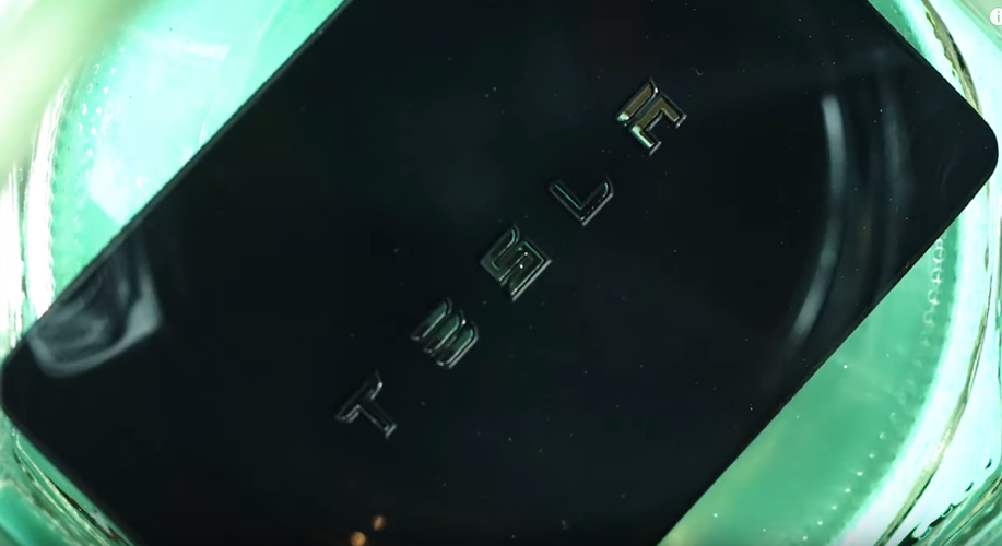 Tesla Key Card in Acetone