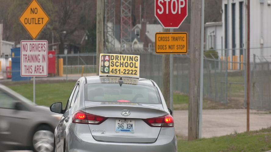 Driver's Education car on the road