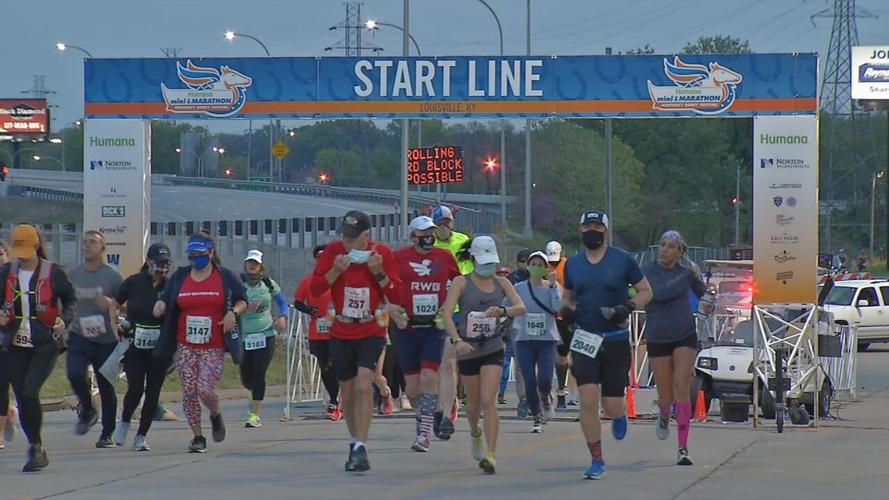 Runners participate in the Humana Kentucky Derby Festival Marathon 4/24/21