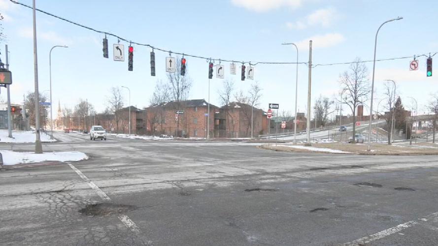 Potholes near downtown Louisville, Kentucky