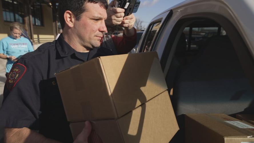 The Louisville Metro Police Department and the Louisville Fire Department teamed up to help Dare to Care on Feb. 15, 2023