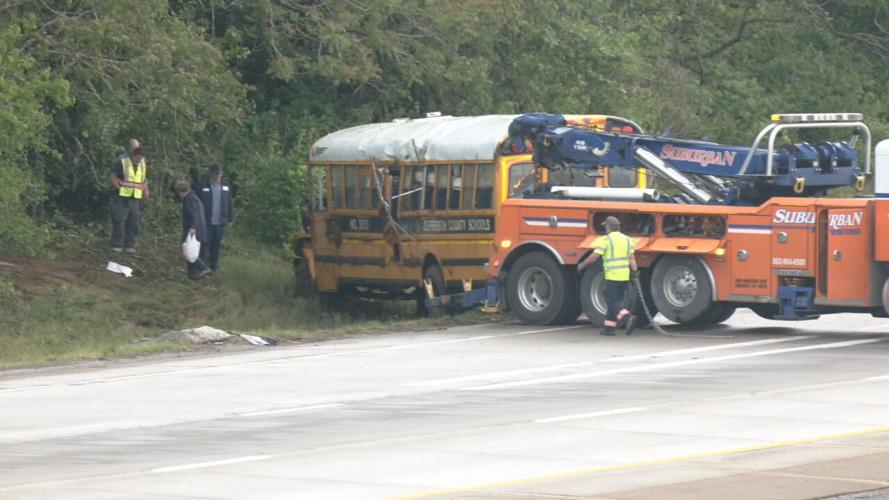 Tow truck moves crashed JCPS bus
