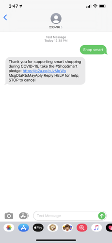 Shoppers can text "Shop Smart" to 23396