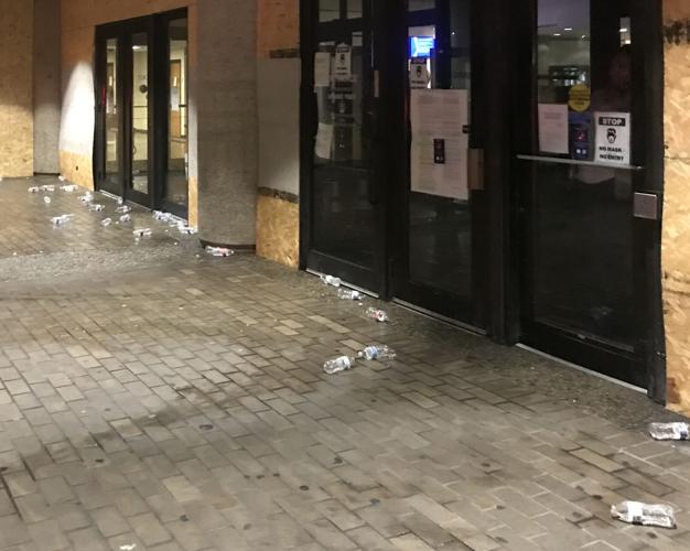 Water bottles LMPD says were thrown at JCSO deputies at the Hall of Justice during fire on Aug. 2, 2020
