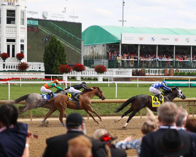 Horses near finish line at Churchill Downs.JPG