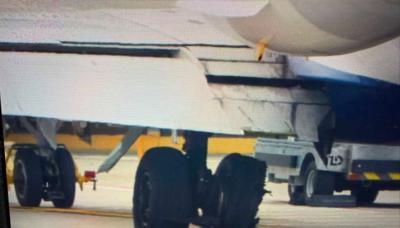 SDF PLANE WHEEL BLEW OUT