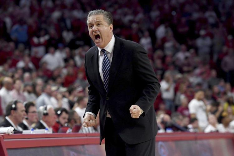 Kentucky head coach John Calipari reacts after a call
