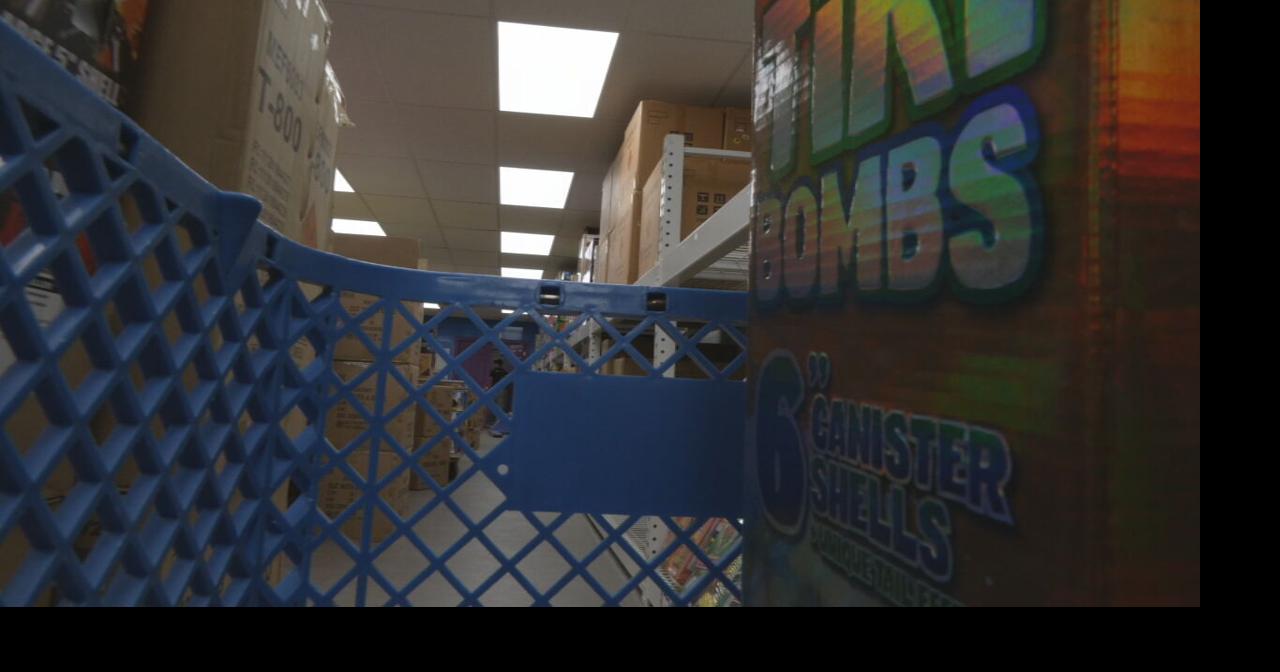 Fireworks in a cart at Powder Keg Fireworks in Jeffersonville, Indiana