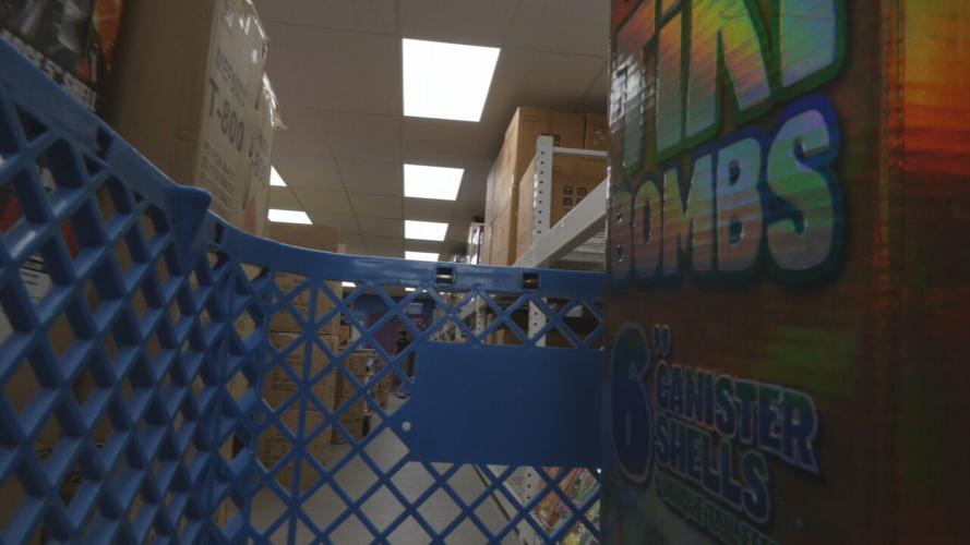 Fireworks in a cart at Powder Keg Fireworks in Jeffersonville, Indiana