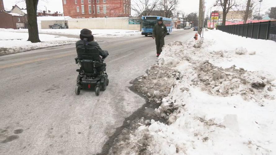 Snow-covered sidewalks hard for wheelchair users
