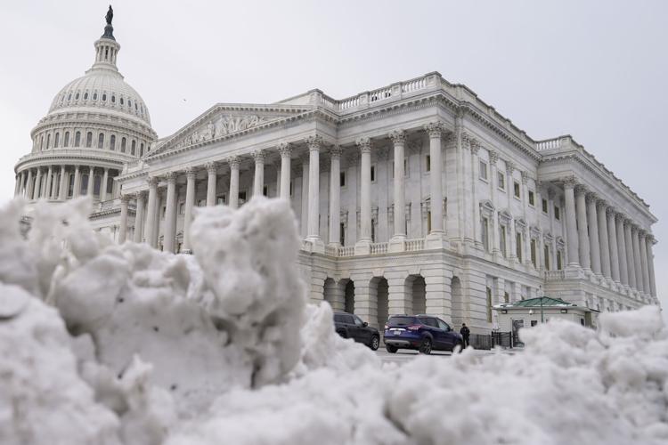 US Capitol with snow on ground